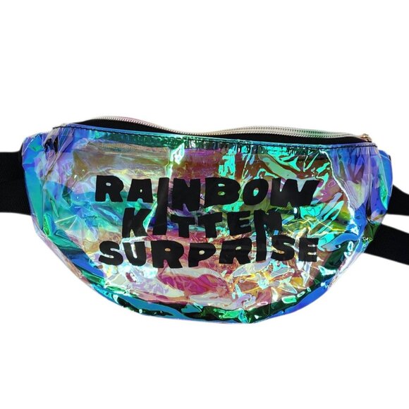 NEW Rainbow Kitten Surprise Fanny Pack Hip Bag Belt Bag Iridescent Festival - Picture 2 of 8